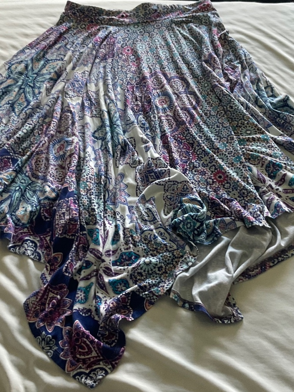 Beautiful Boho Handkerchief Hem Skirt – Multicolor Paisley